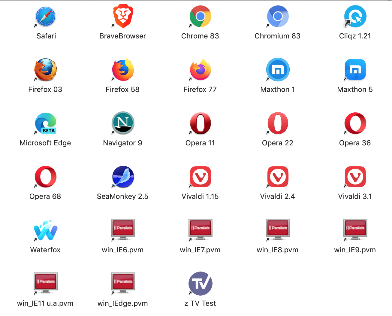 Meine Webbrowser zum Testen Meine Webbrowser zum Testen