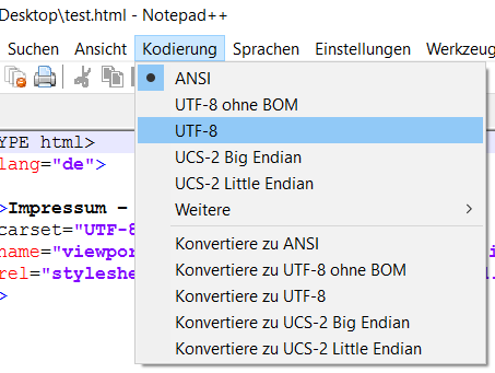 Konvertiere zu UTF-8 ohne BOM