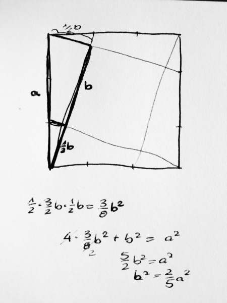 Skizze und Herleitung, Ergebnis: b^2 = 2/5 * a^2