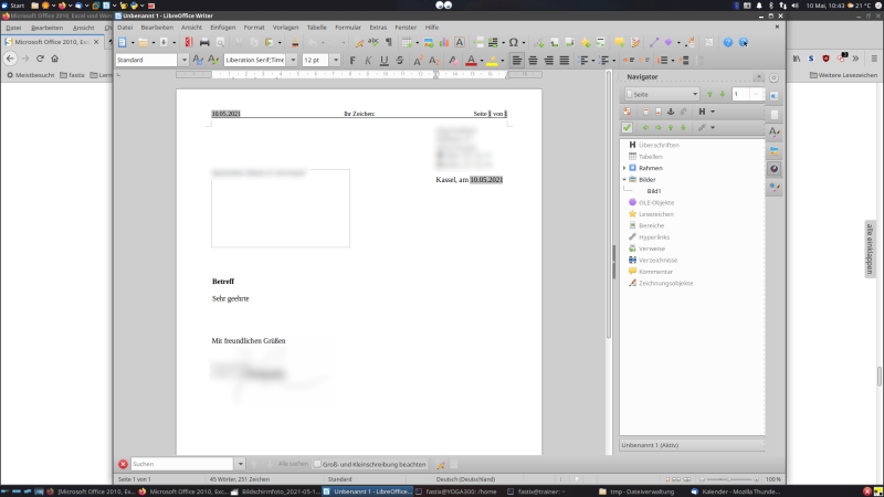 Bildschirmfoto: XFCE4+LibreOffice