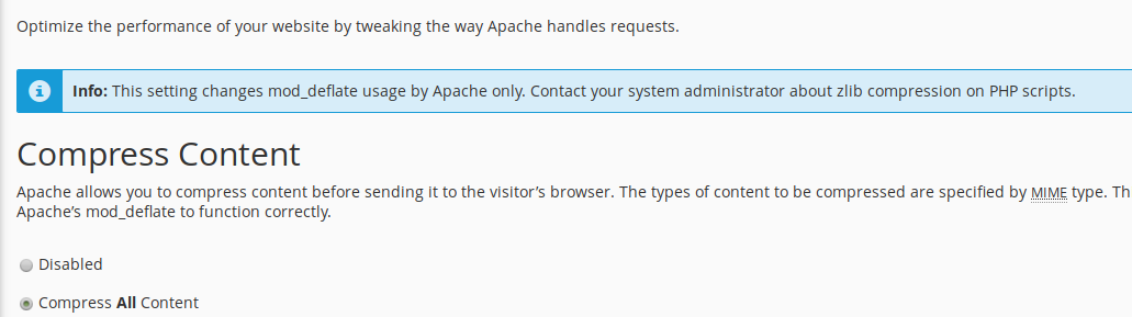Der Server habe um Komprimiere den gesamten Inhalt zu machen das Bild zeigt wie auf mein server Komprimiere den gesamten Inhalt