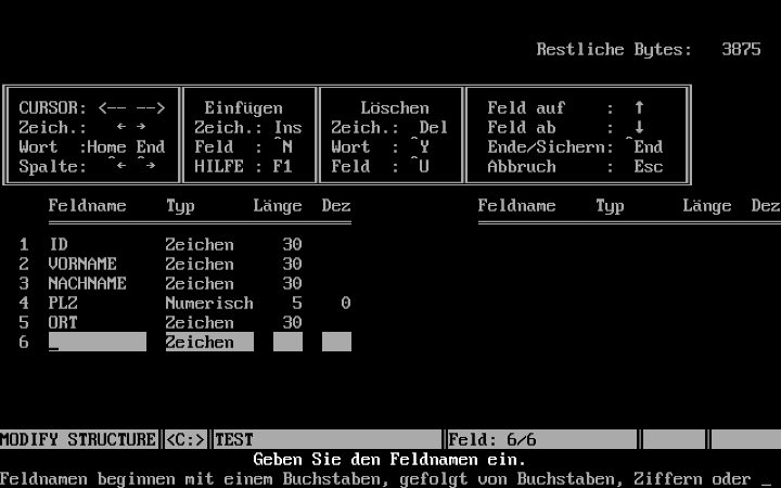 Screenshot GUI in dBase