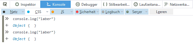 Firefox-Konsole mit console.log