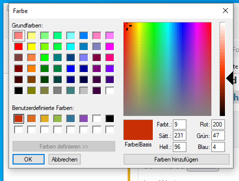 Firefox 112, Farbwähler, der sich bei einem Klick auf ein Input vom Typ color öffnet.