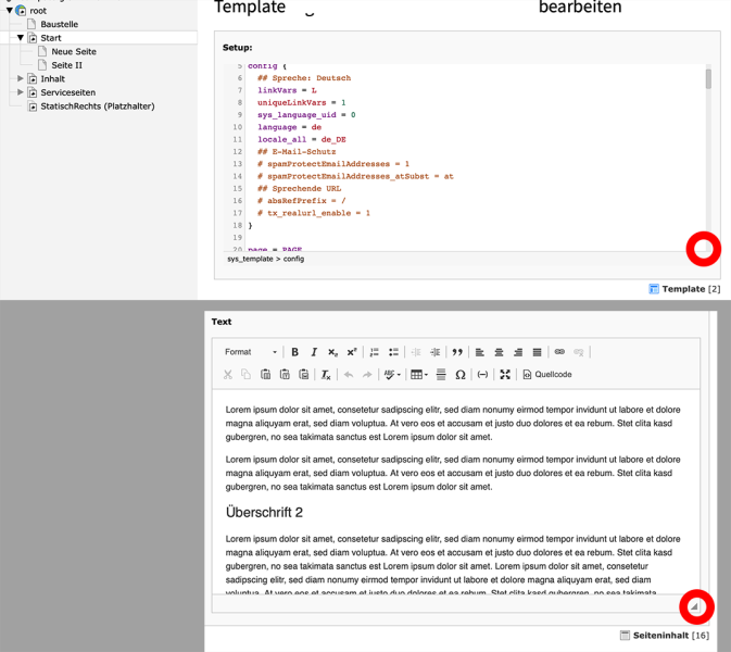TYPO3 Eingabebereich TYPO3 Eingabebereich