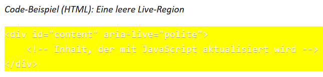 unleserlicher Beispielcode für ein HTML-Konstrukt, weiße Schrift auf gelbem Grund