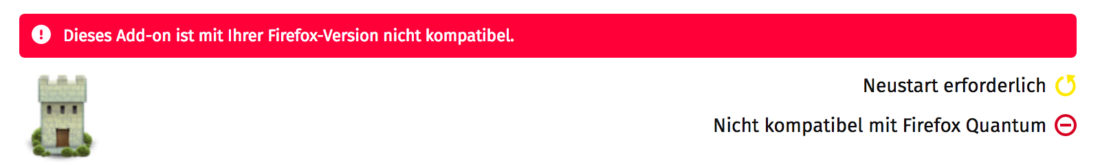Nicht kompatibel mit Firefox Quantum