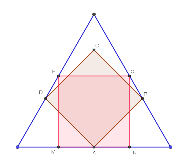 gleichseitiges Dreieck mit einbeschriebenen Quadraten