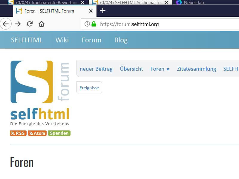 Screenshot Forum mit Link auf Ereignisse