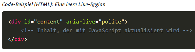 der selbe Beispielcode wie im vorigen Screenshot, gut lesbar, weil mit JavaScript formatiert