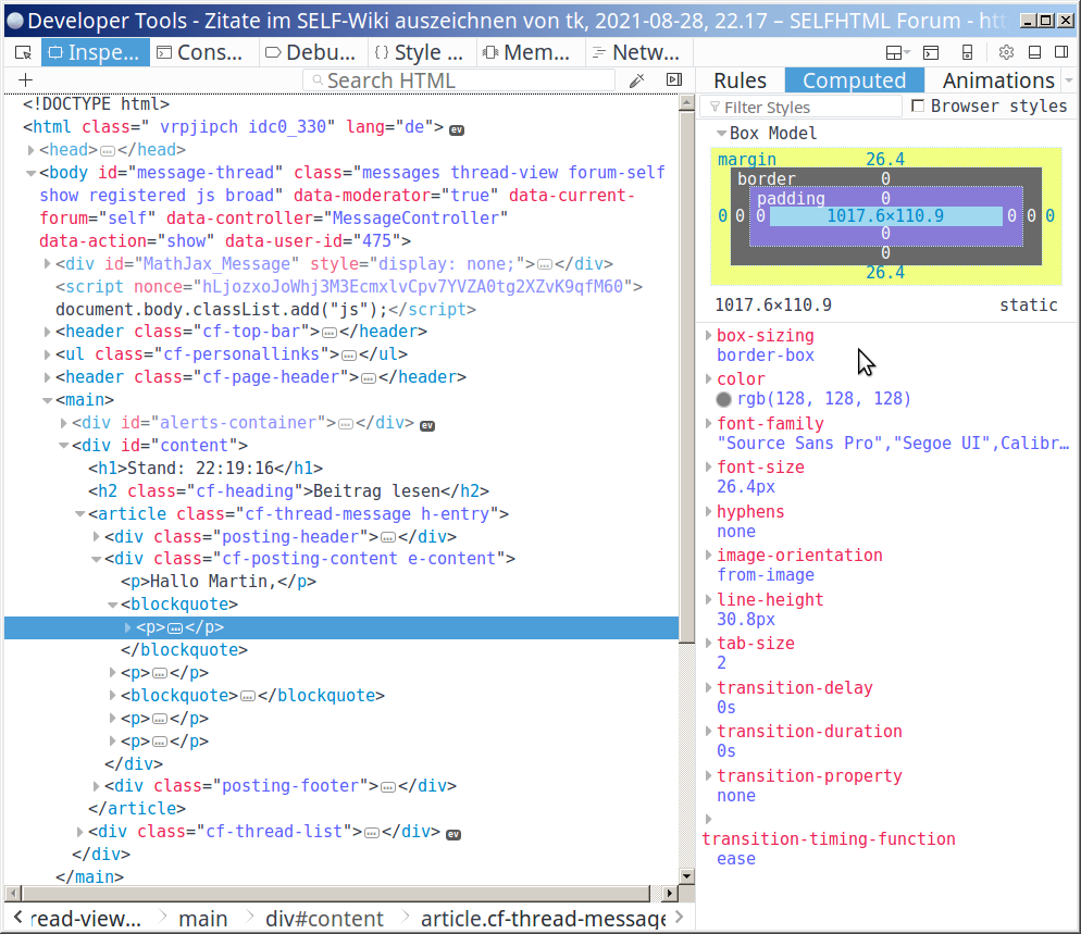 Screenshot im Inspector von Pale Moon