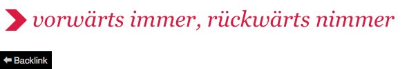 oben: vorwärts immer, rückwärts nimmer; darunter: Backlink