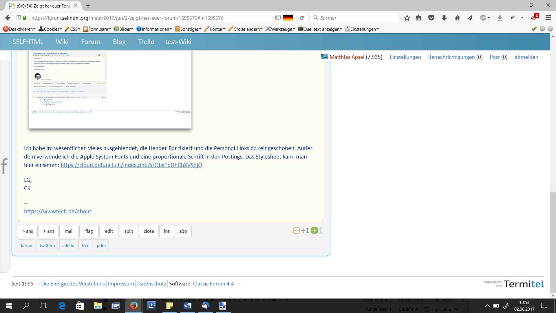modifizierte Forumsansicht