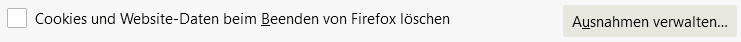 Firefox-Einstellungen für Datenschutz, Cookie-Einstellung
