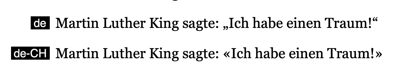 „Martin Luther King sagte: ‚Ich habe einen Traum!‘“ gerendert im Safari