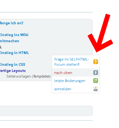 Button außerhalb des Seiteninhalts