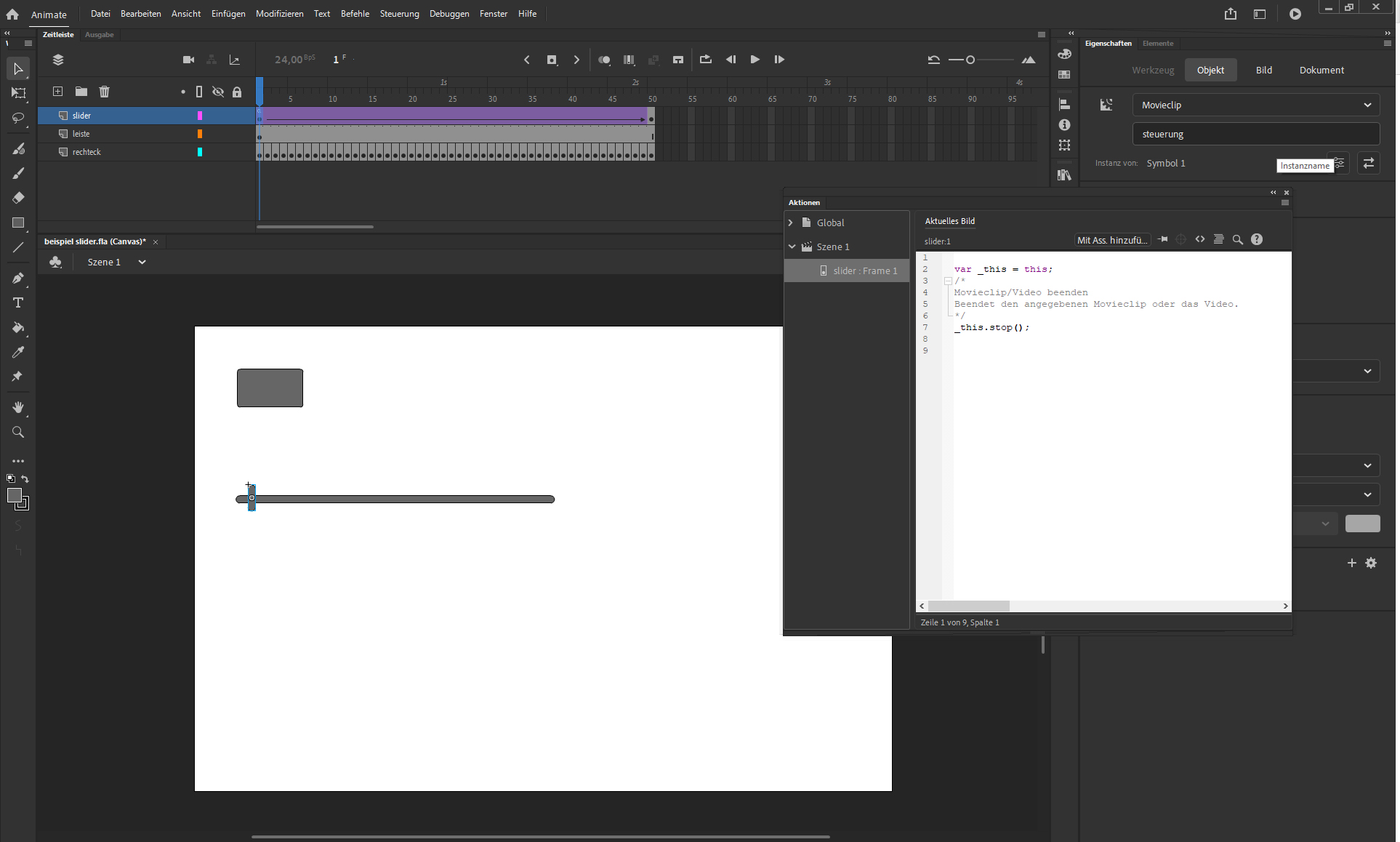 Slider Slider Steuerung
